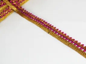 1 Metre Magenta Golden Triangle Zari Work Lace Border