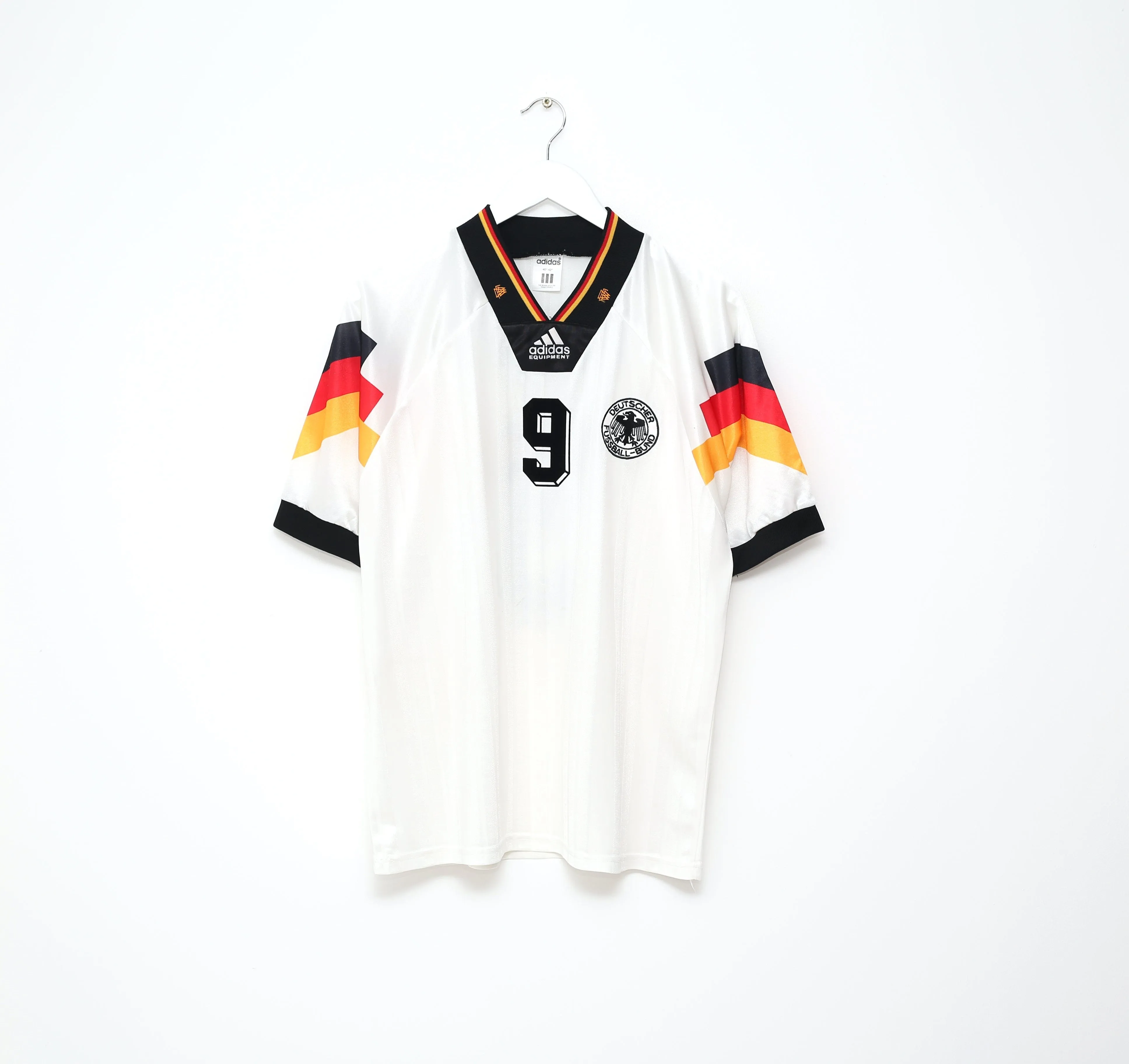 1992/94 VOLLER #9 Germany Vintage adidas Home Football Shirt (L) EURO 92