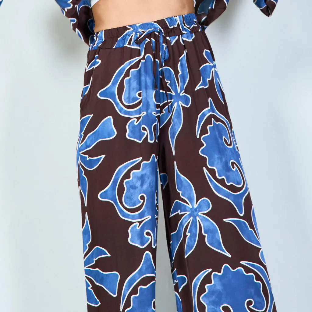 Abstract floral print trousers wholesale