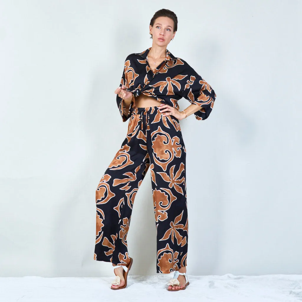 Abstract floral print trousers wholesale