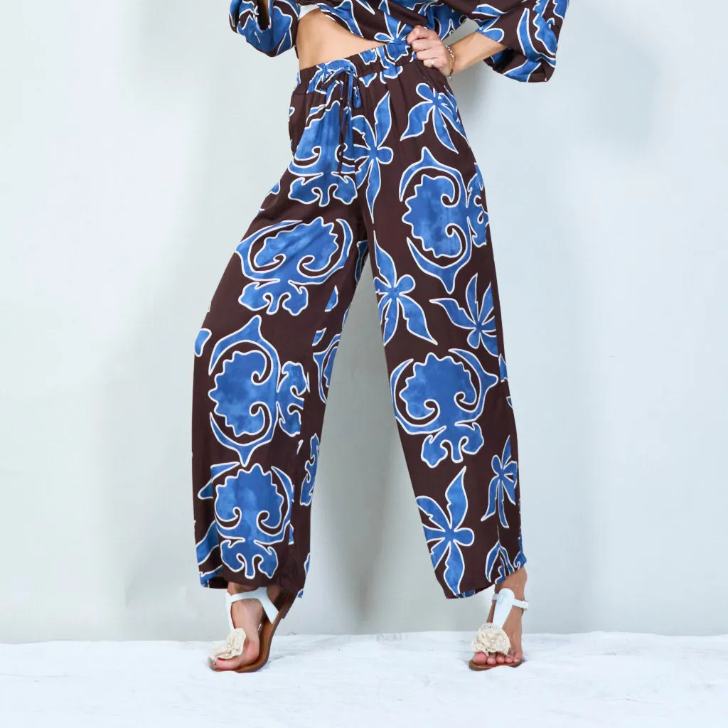 Abstract floral print trousers wholesale