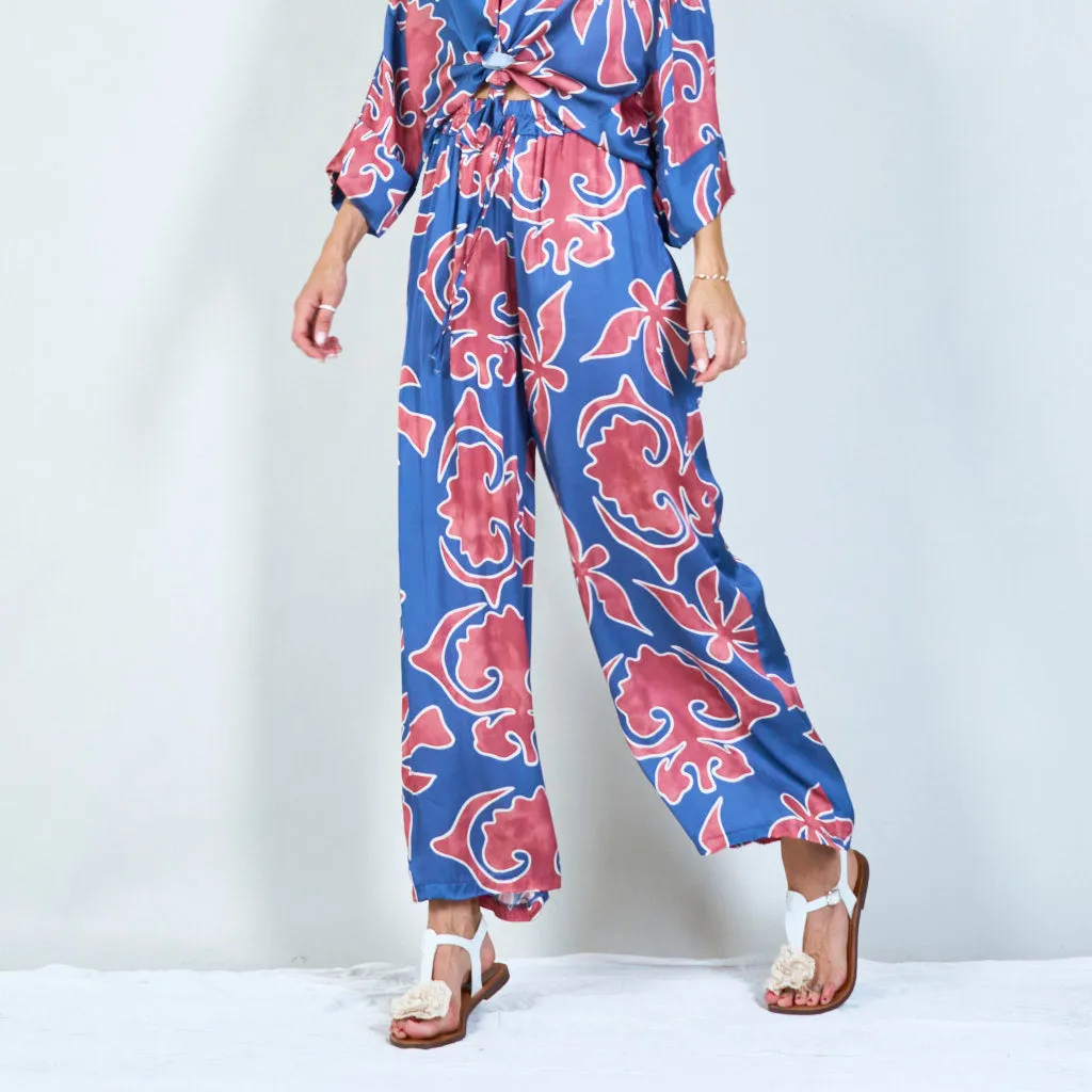 Abstract floral print trousers wholesale