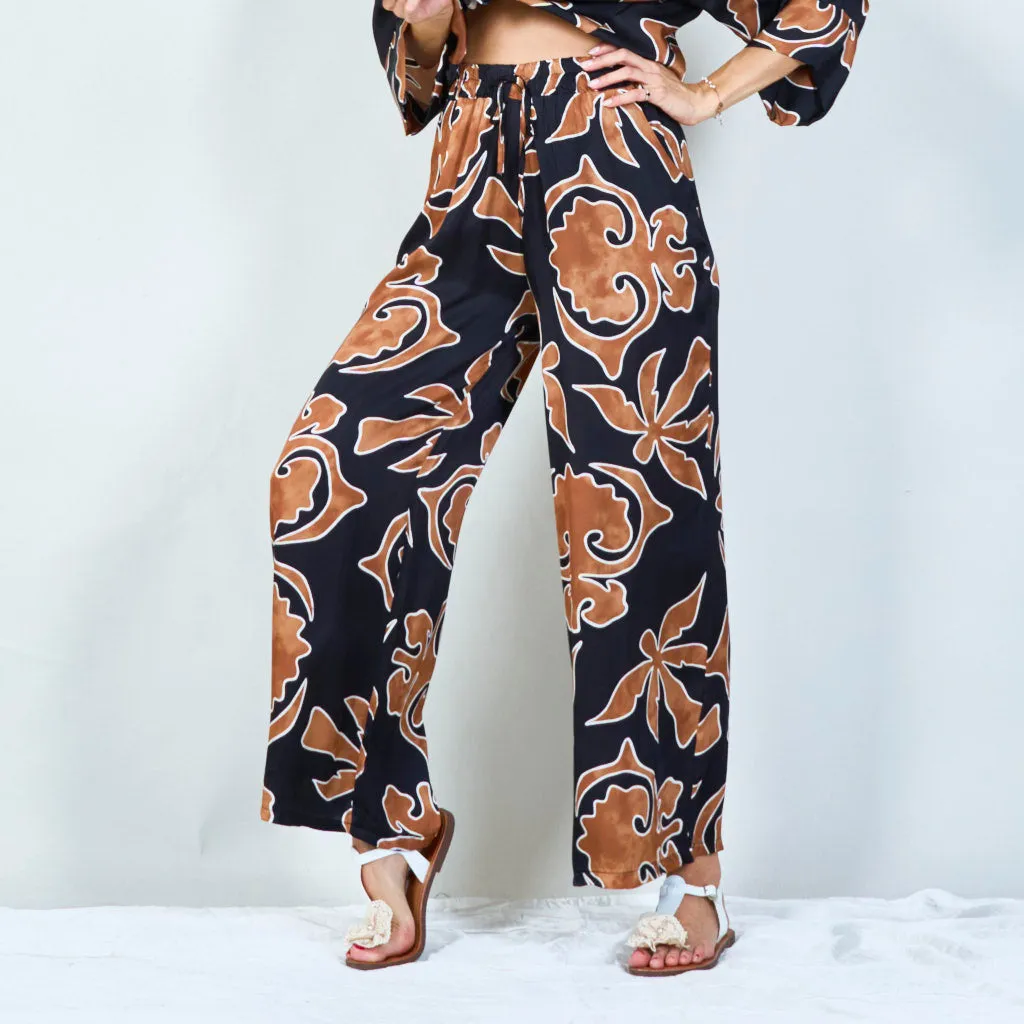 Abstract floral print trousers wholesale