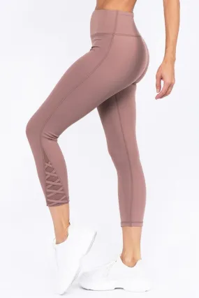 Active Crisscross Mesh Ankle Capri Legging-Mauve