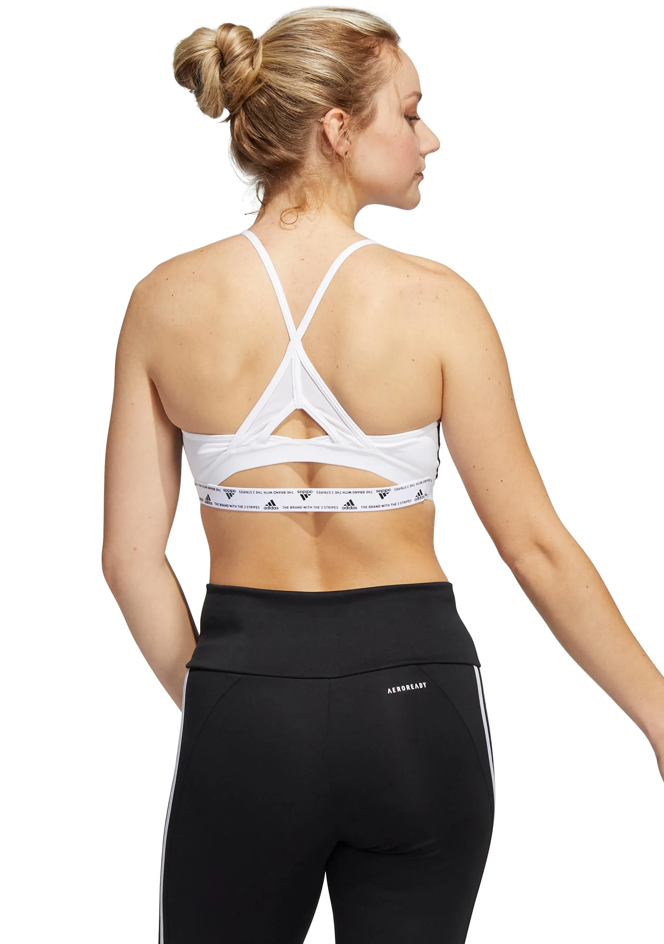 Adidas Womens Aeroreact Training 3 Stripes Bra <BR> HC7869