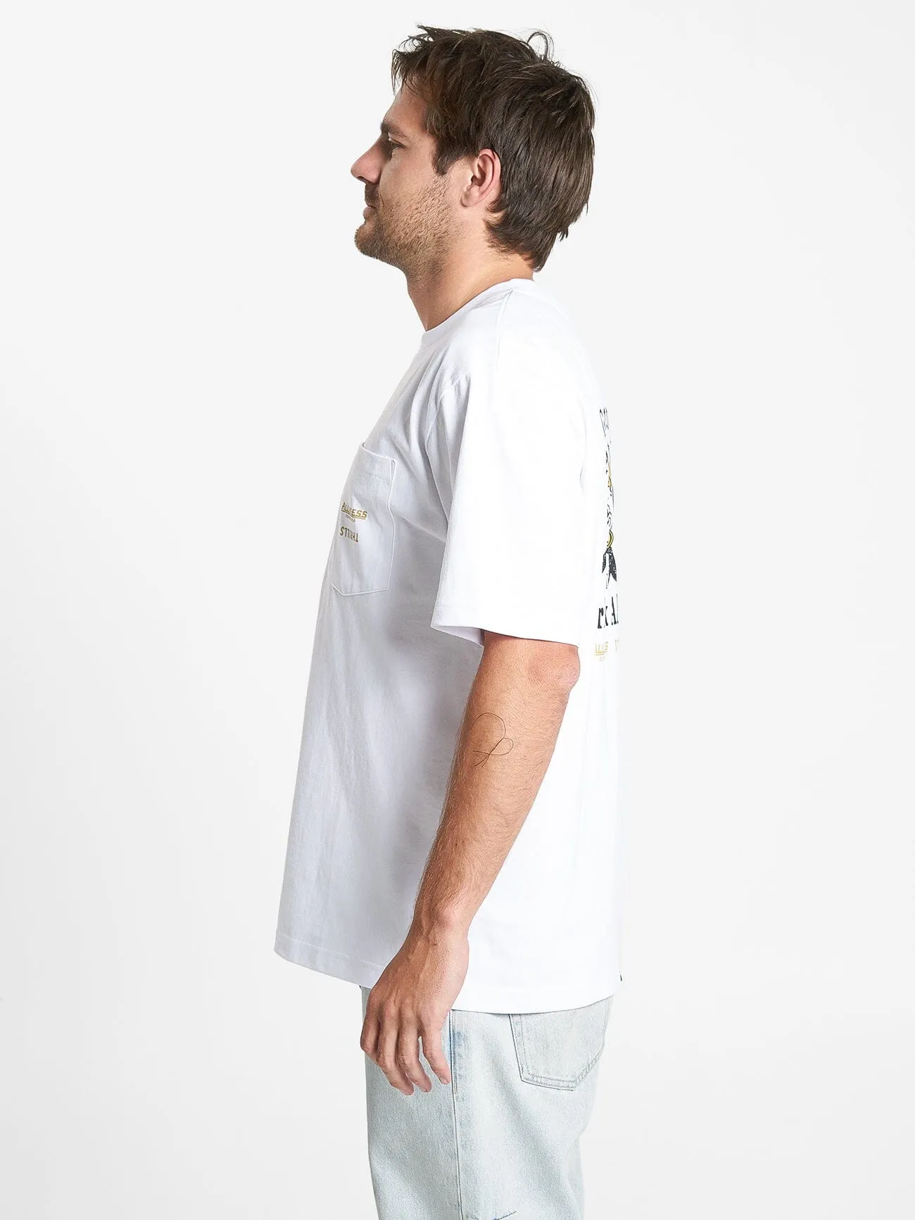 Allpress X Thrills Great Minds Drink Alike Oversize Pocket Tee - White