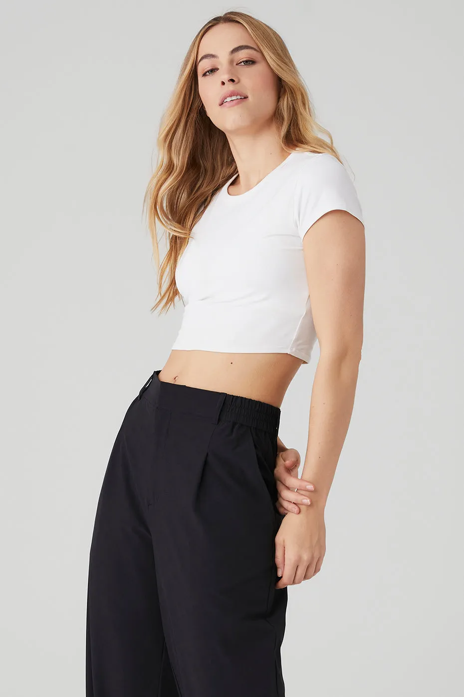 Alosoft Crop Finesse Short Sleeve - White