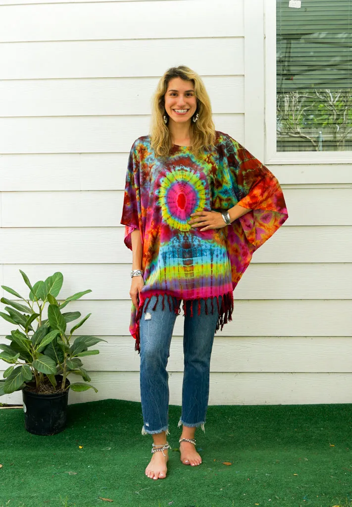 B7648- Hand Dyed Tunic Boho Kaftan Blouse Hippie Oversize Tops