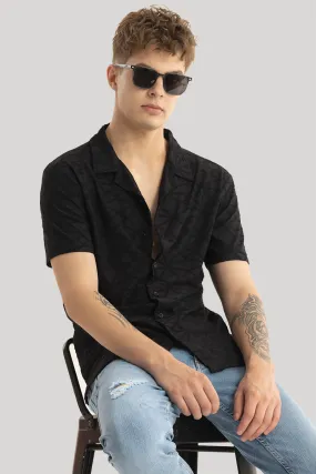 Black Cuban Textured Shirt