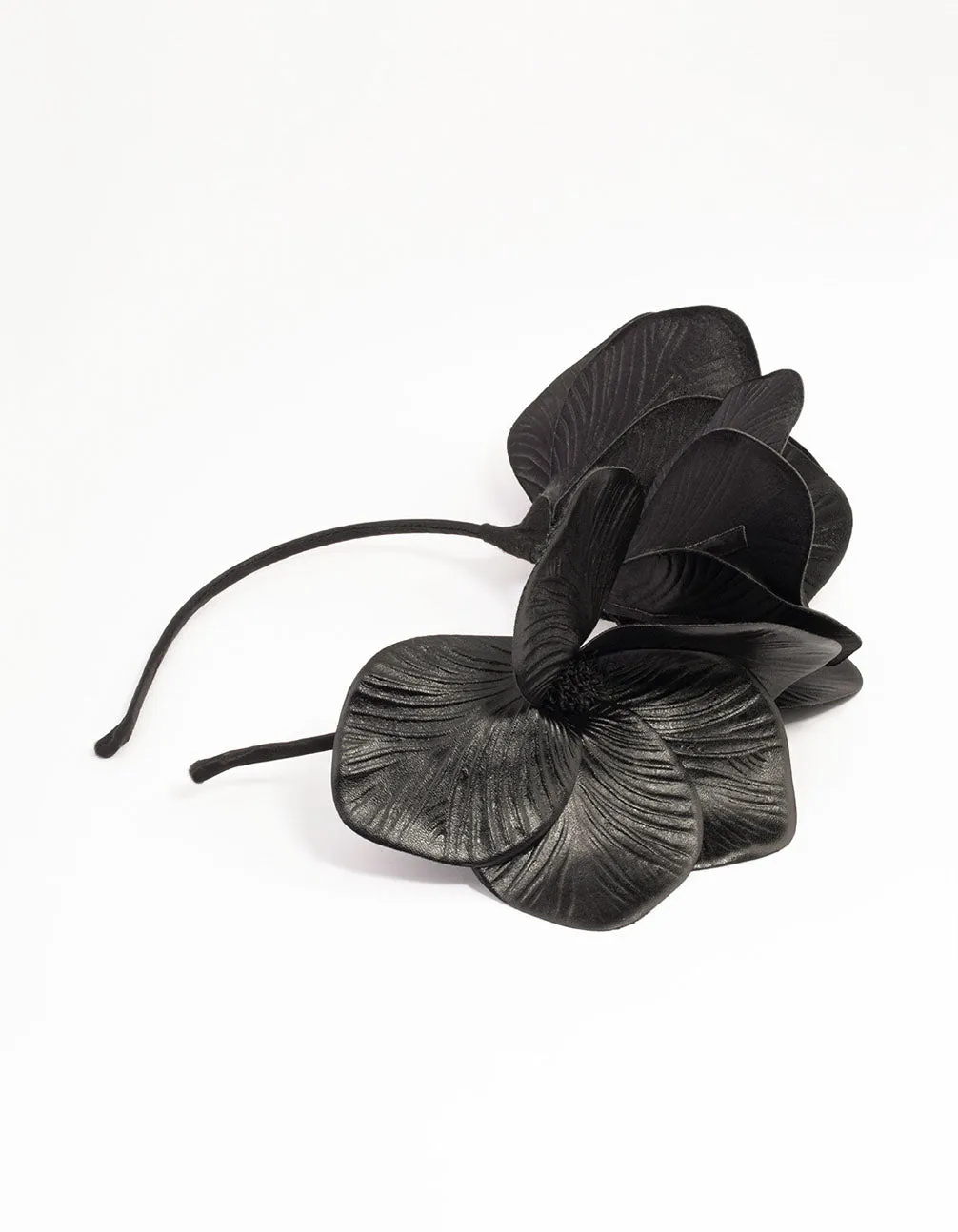 Black Faux Leather Petal Fascinator