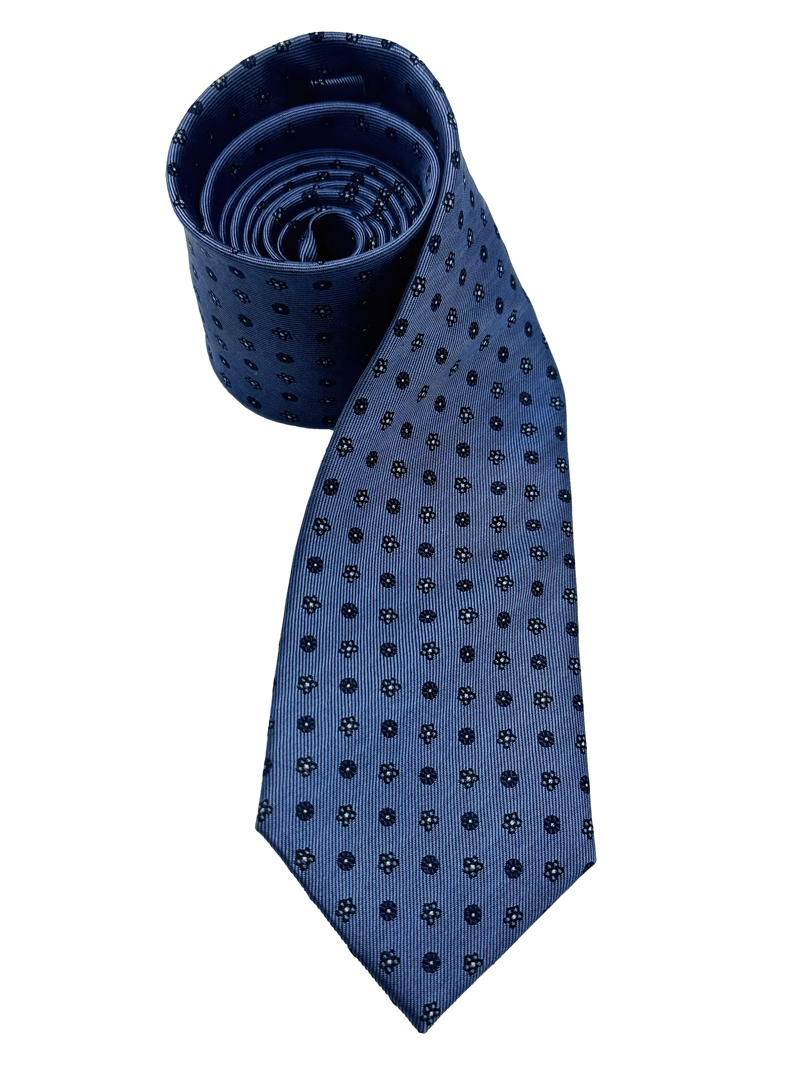 Blue Floral Print Silk Tie