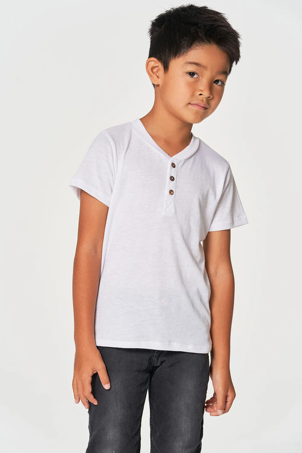 Boys Bella Jersey Short Sleeve Henley With Cocount Buttons