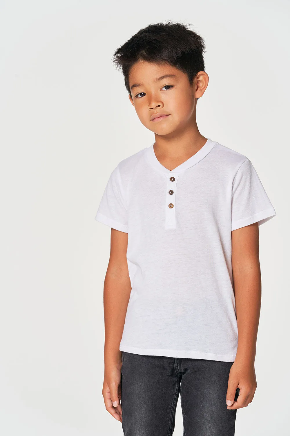 Boys Bella Jersey Short Sleeve Henley With Cocount Buttons