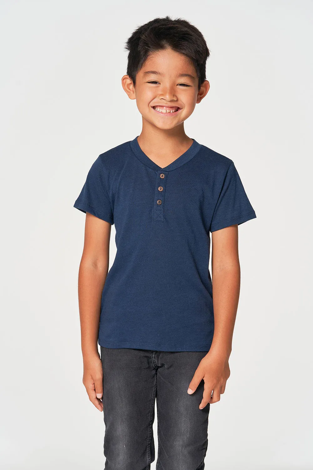 Boys Bella Jersey Short Sleeve Henley With Cocount Buttons