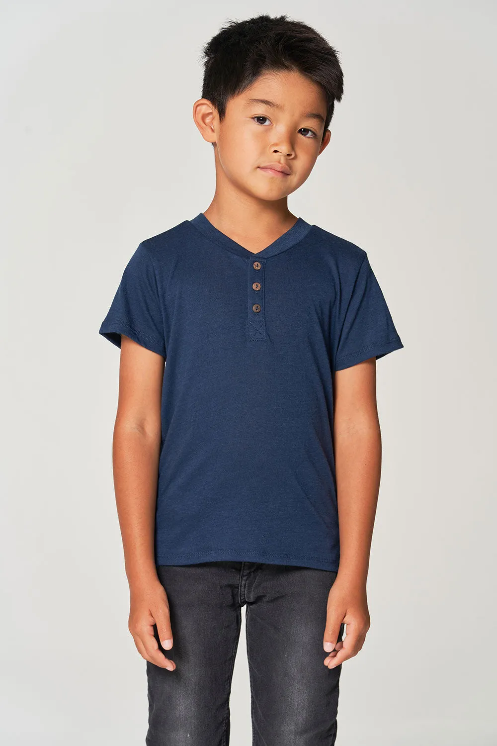 Boys Bella Jersey Short Sleeve Henley With Cocount Buttons