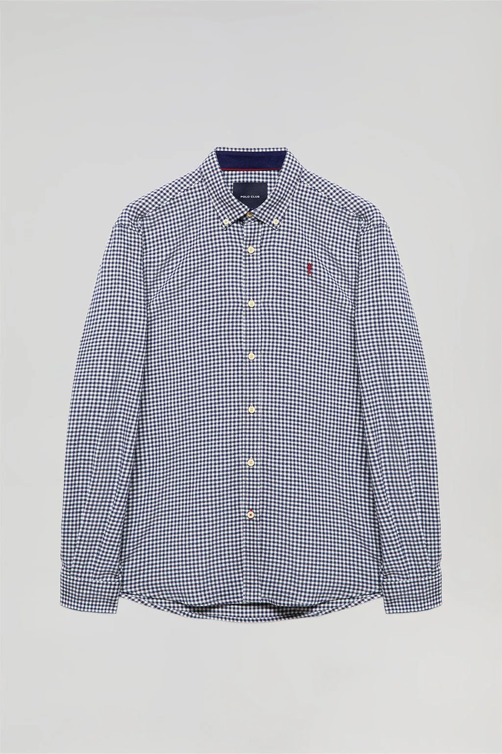 Camisa de cuadros vichy azul marino de franela con logo Rigby Go