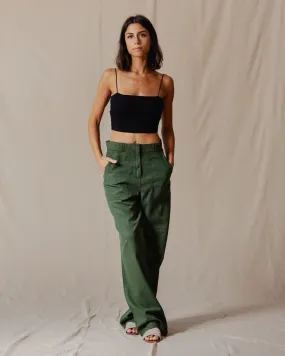 Classic Linen Pants Olive Green