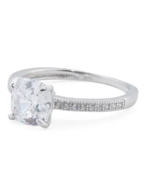 CONTESSA DI CAPRI Sterling Silver Cushion Cut Cubic Zirconia Engagement Ring - size 8