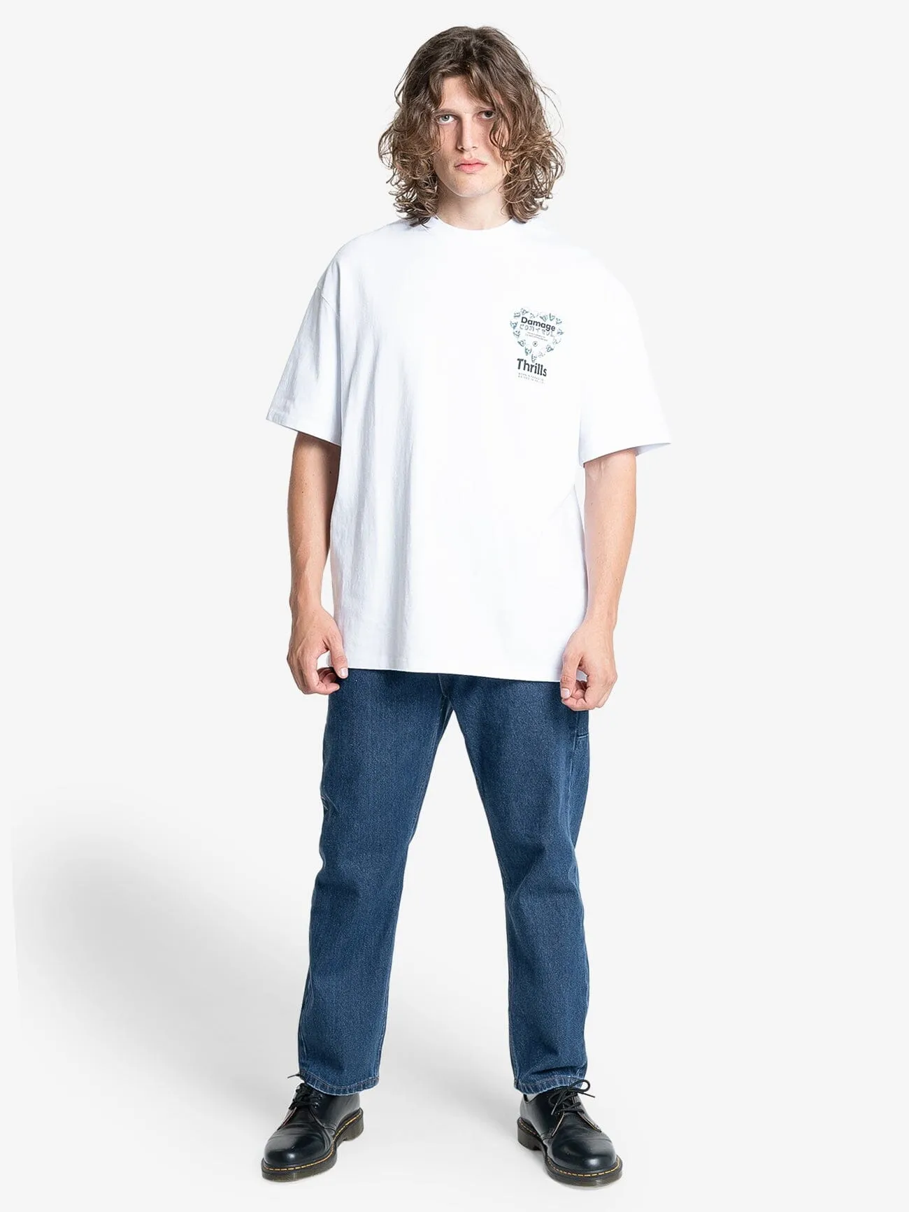 Controlled Damage Box Fit Oversize Tee - White