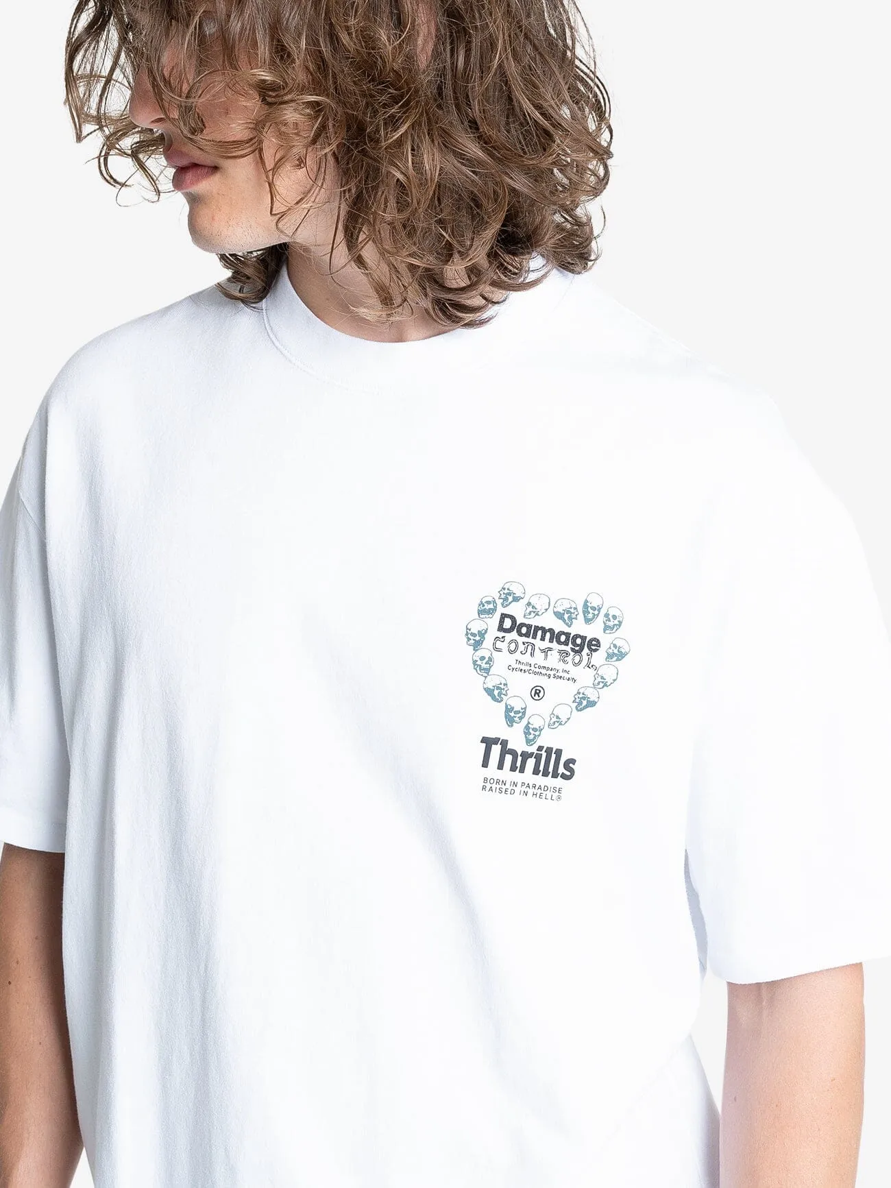 Controlled Damage Box Fit Oversize Tee - White