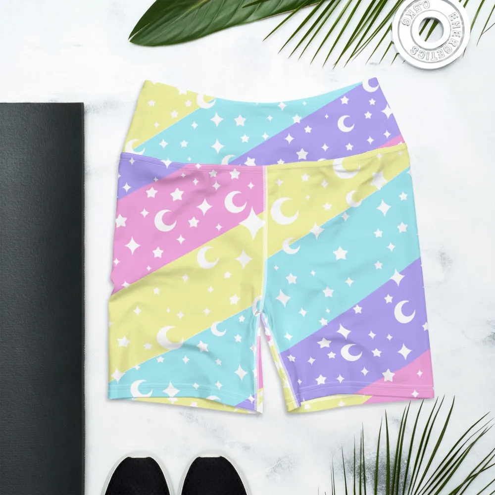 Cosmic Rainbow Yoga Shorts