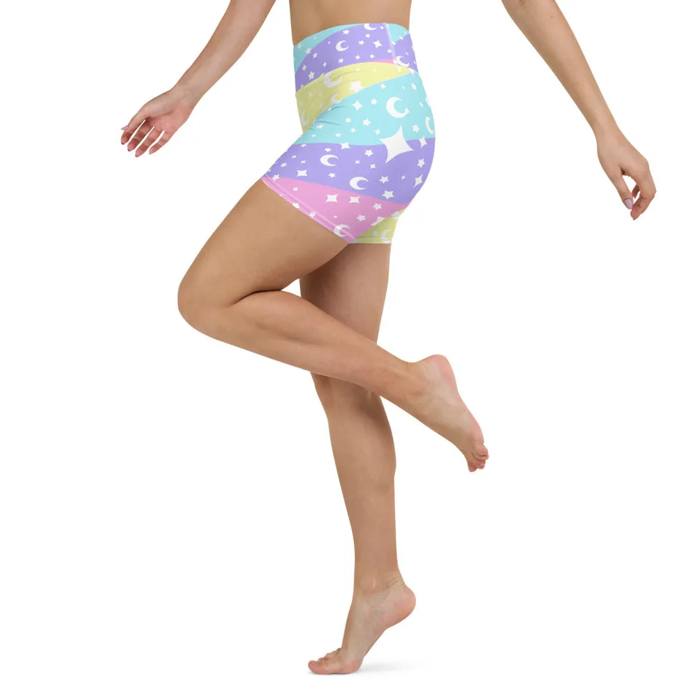 Cosmic Rainbow Yoga Shorts