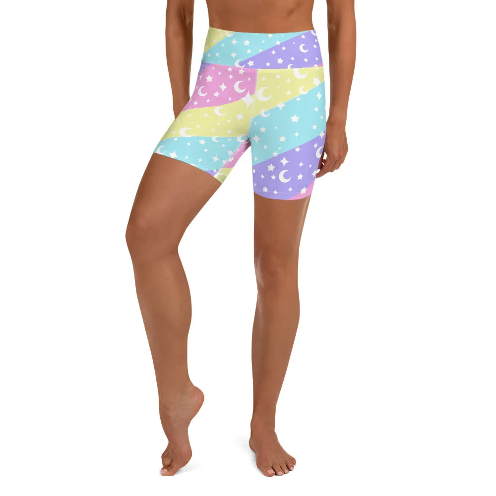 Cosmic Rainbow Yoga Shorts