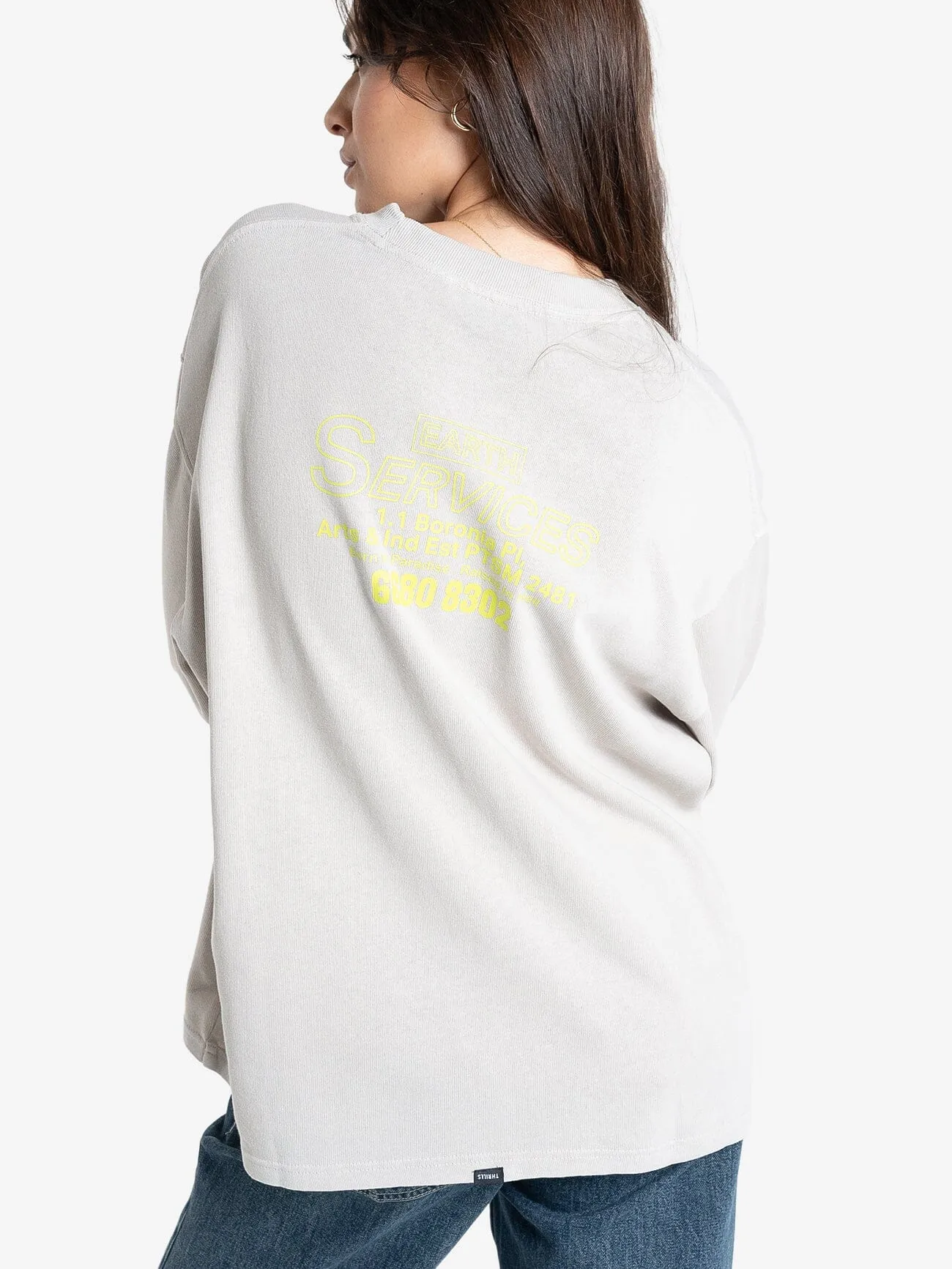 Earths Services Long Sleeve Oversized Tee - Oyster Grey