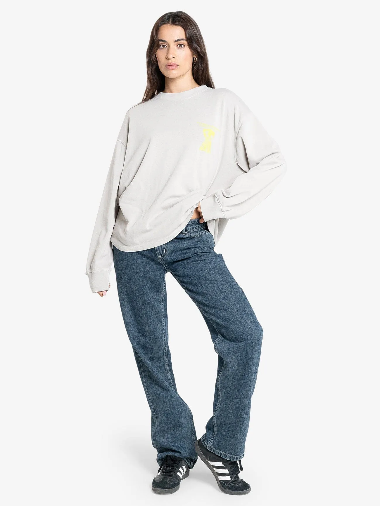 Earths Services Long Sleeve Oversized Tee - Oyster Grey