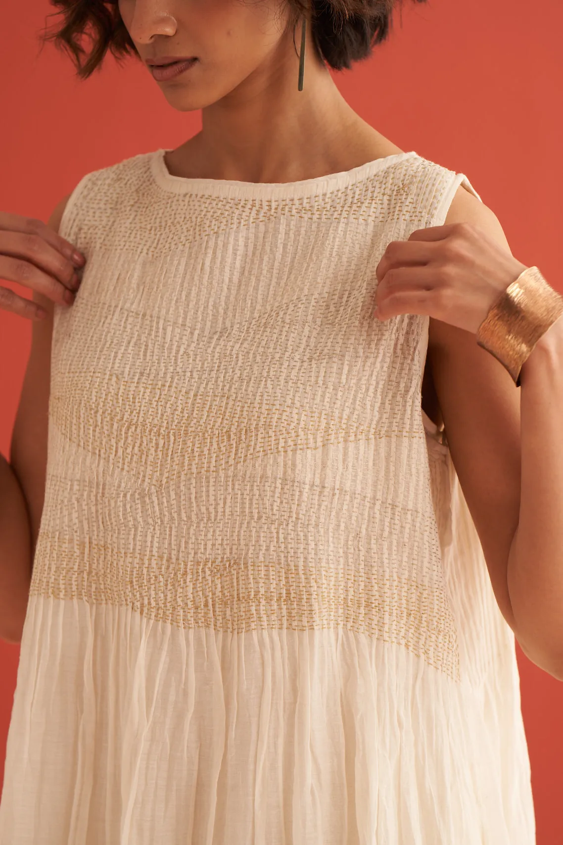 Eggshell embroidered summer dress