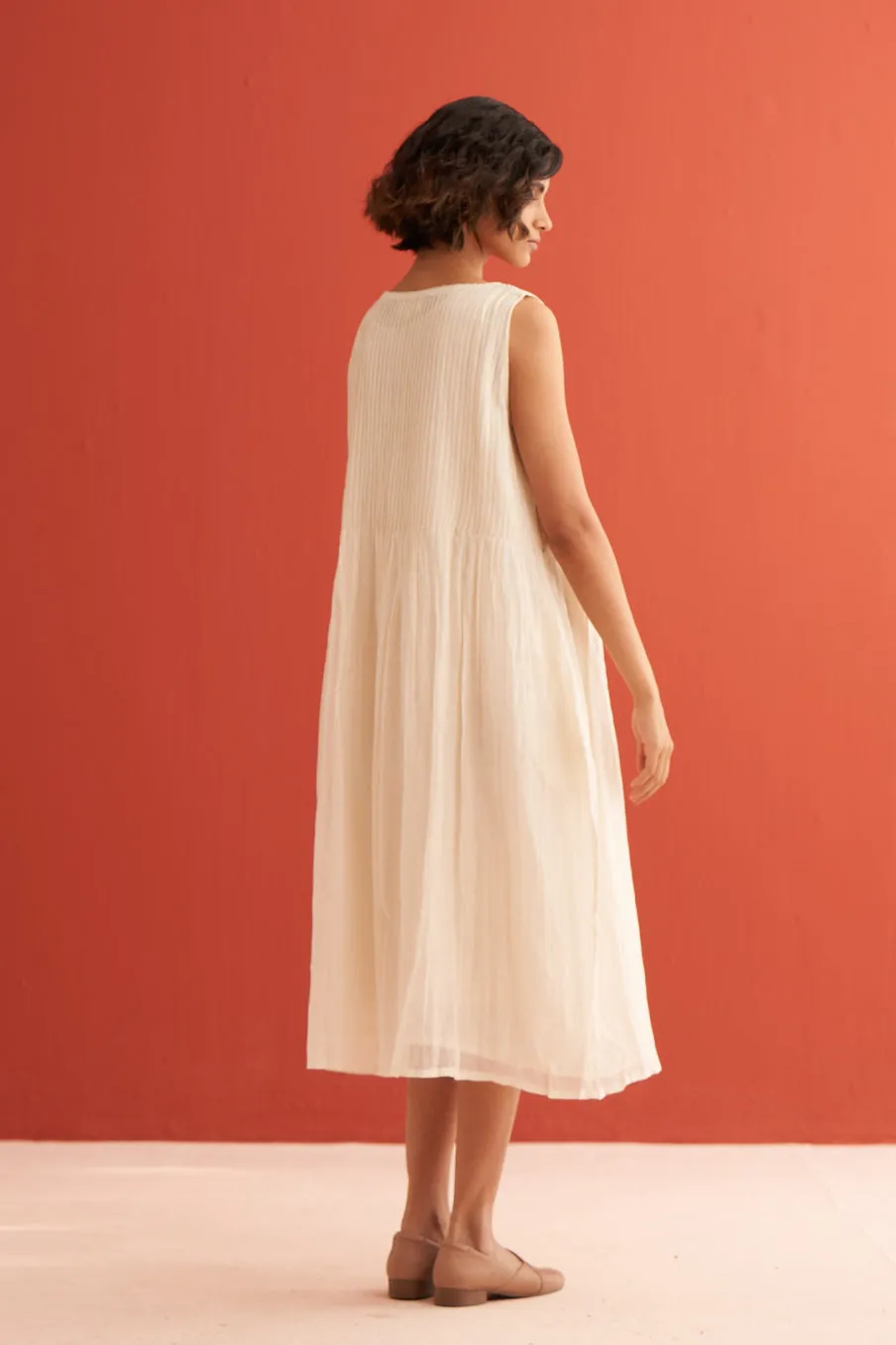 Eggshell embroidered summer dress