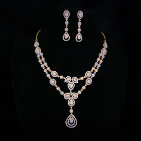 Exceptional Zircon (CZ) Stone Diamond Alike Two-Layered Necklace Set