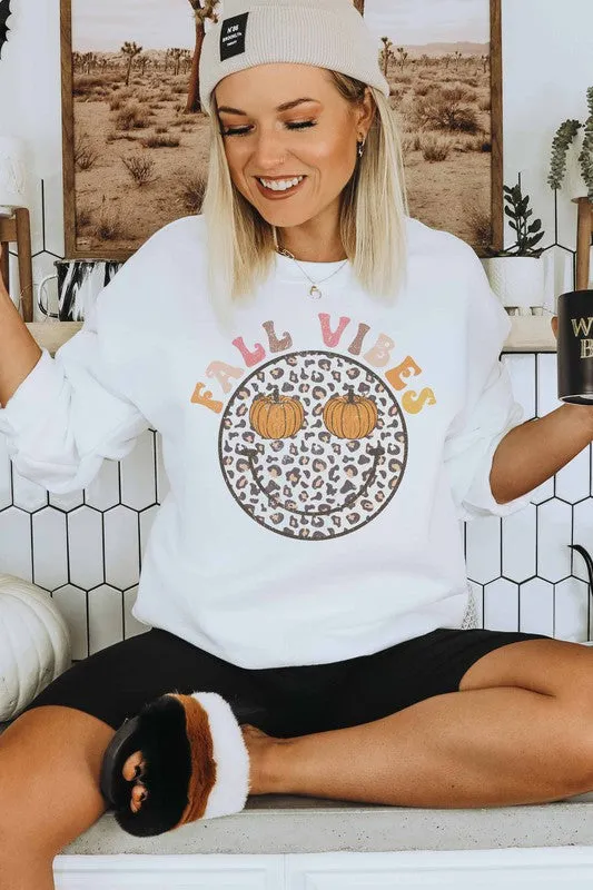 FALL VIBES LEOPARD PUMPKINS SWEATSHIRT PLUS SIZE