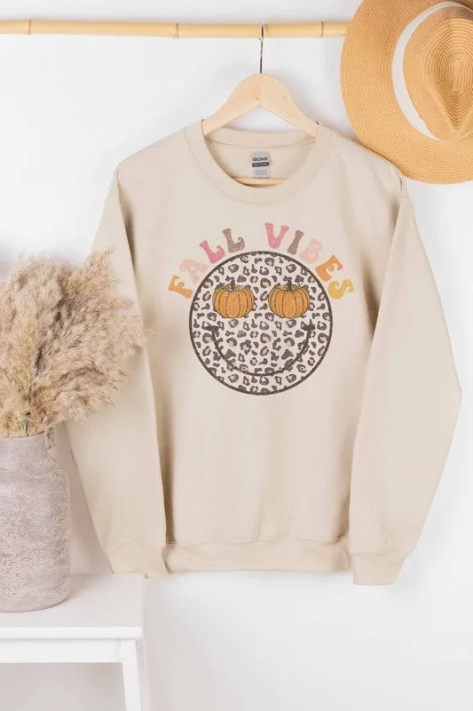 FALL VIBES LEOPARD PUMPKINS SWEATSHIRT PLUS SIZE