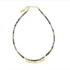 Flora Tourmaline Gold Tassel Necklace