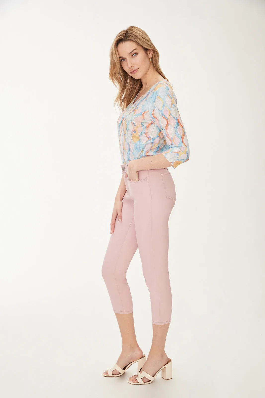 French Dressing Jeans Olivia Slim Capri | Blue, Pink, Green, Almond & Gold