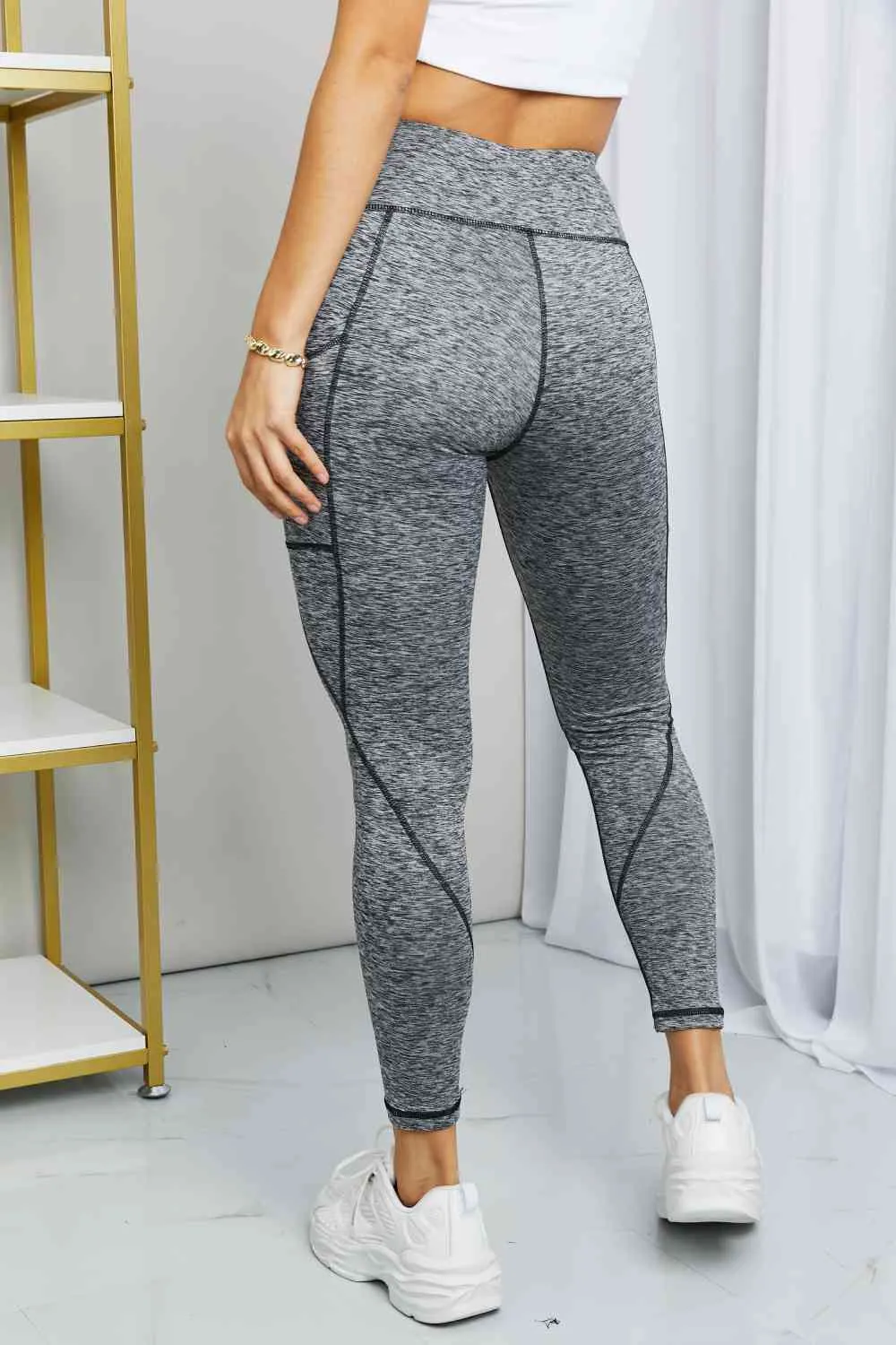 Full Size Heathered Wide Waistband Yoga Leggings