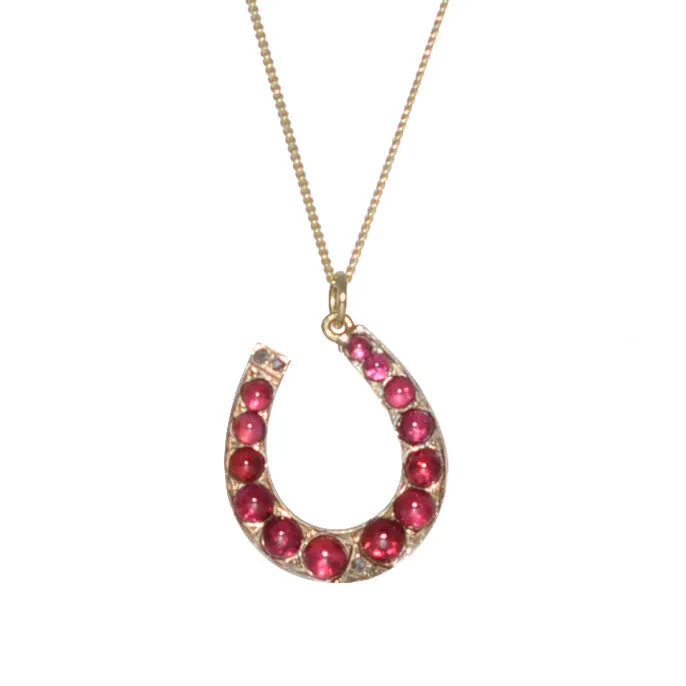 Garent & Diamond Horse Shoe Necklace