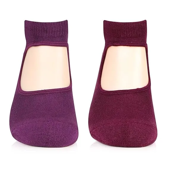 Girls Anti-Skid (Gripper) Yoga Socks In Combo - Pack Of 2