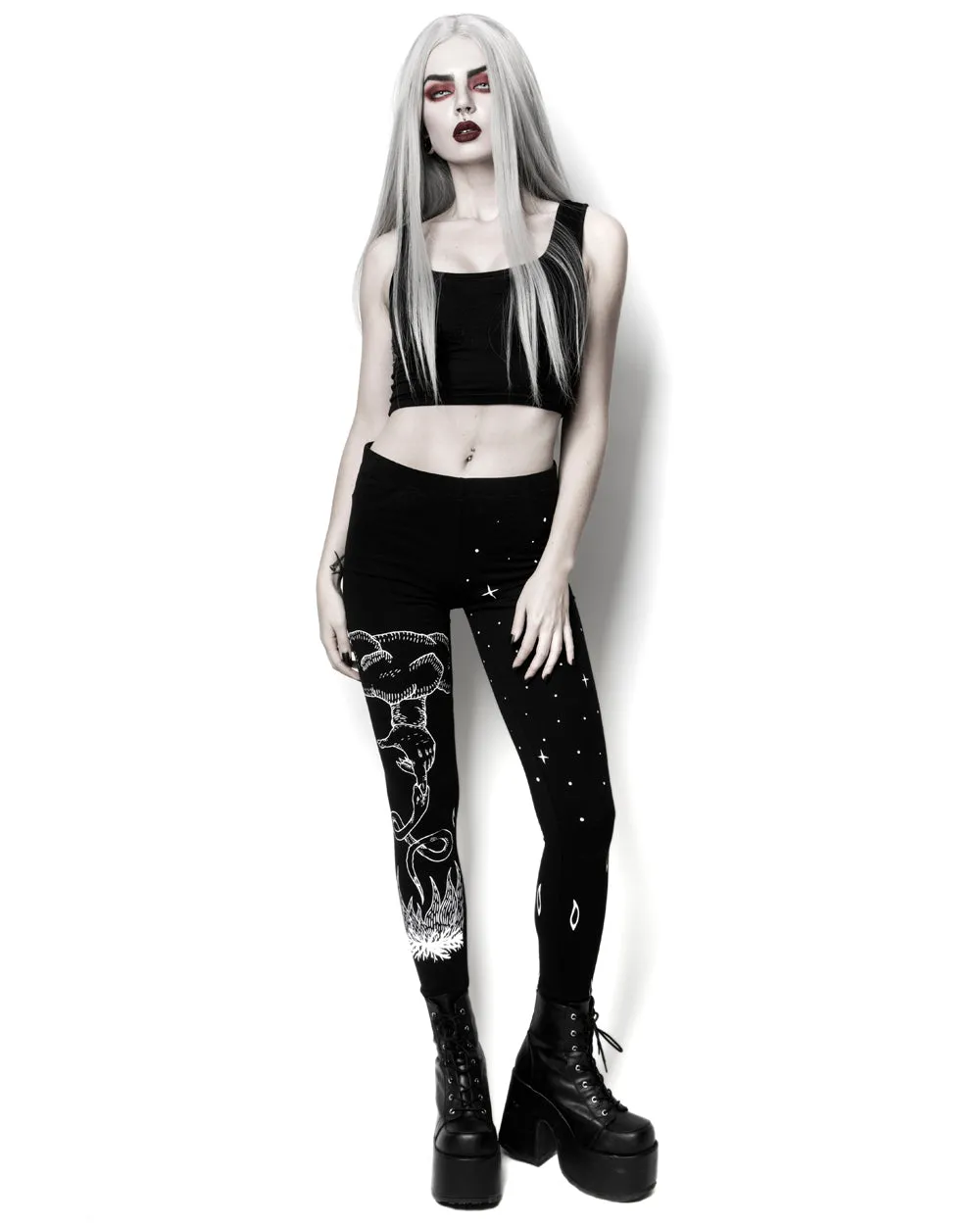 Godbane Leggings - Vegan UPF 50  Protection Dark Academia Goth Yoga Activewear Occult Witchy Leisurewear