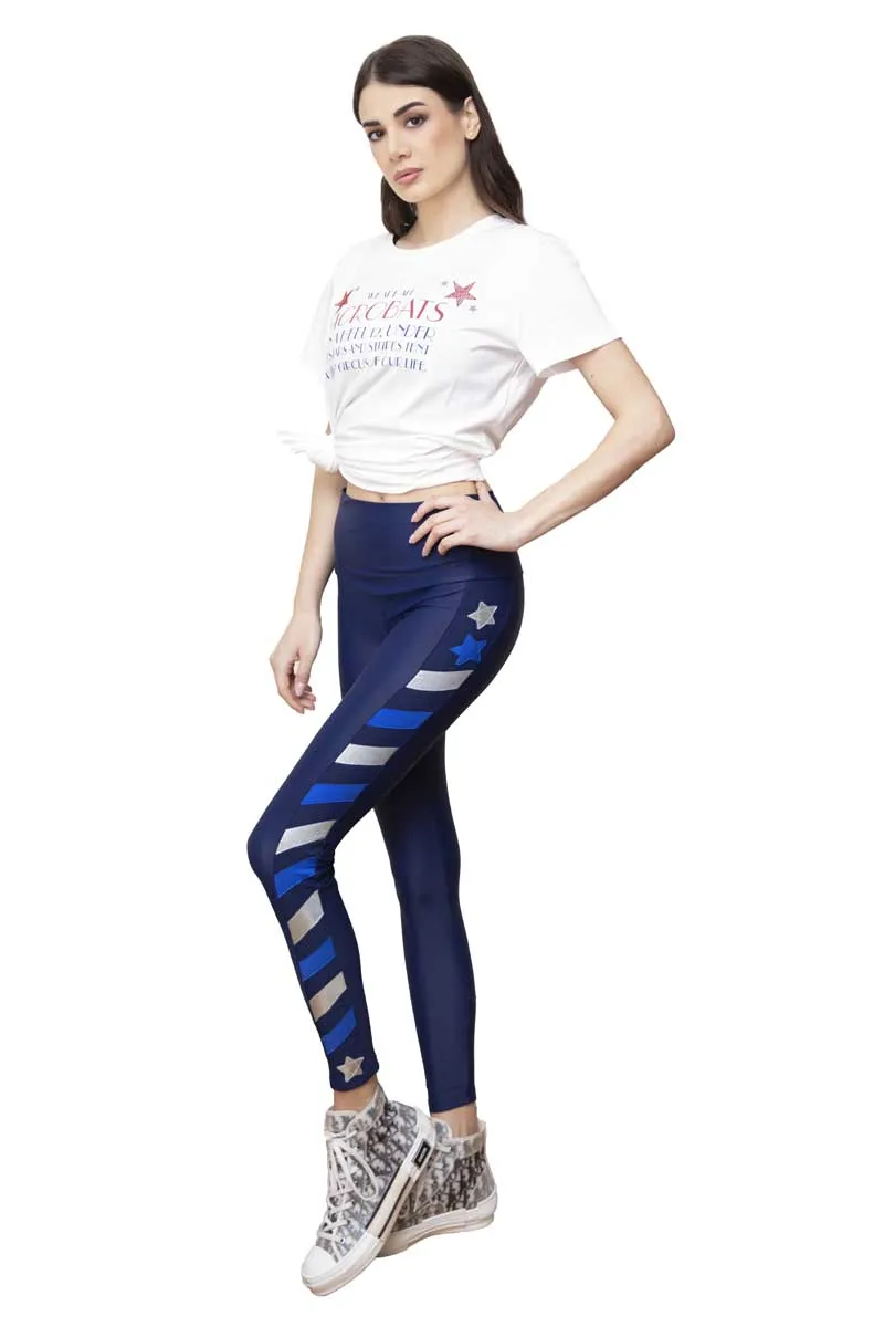 Graffiti Wonder Woman Leggings Blu