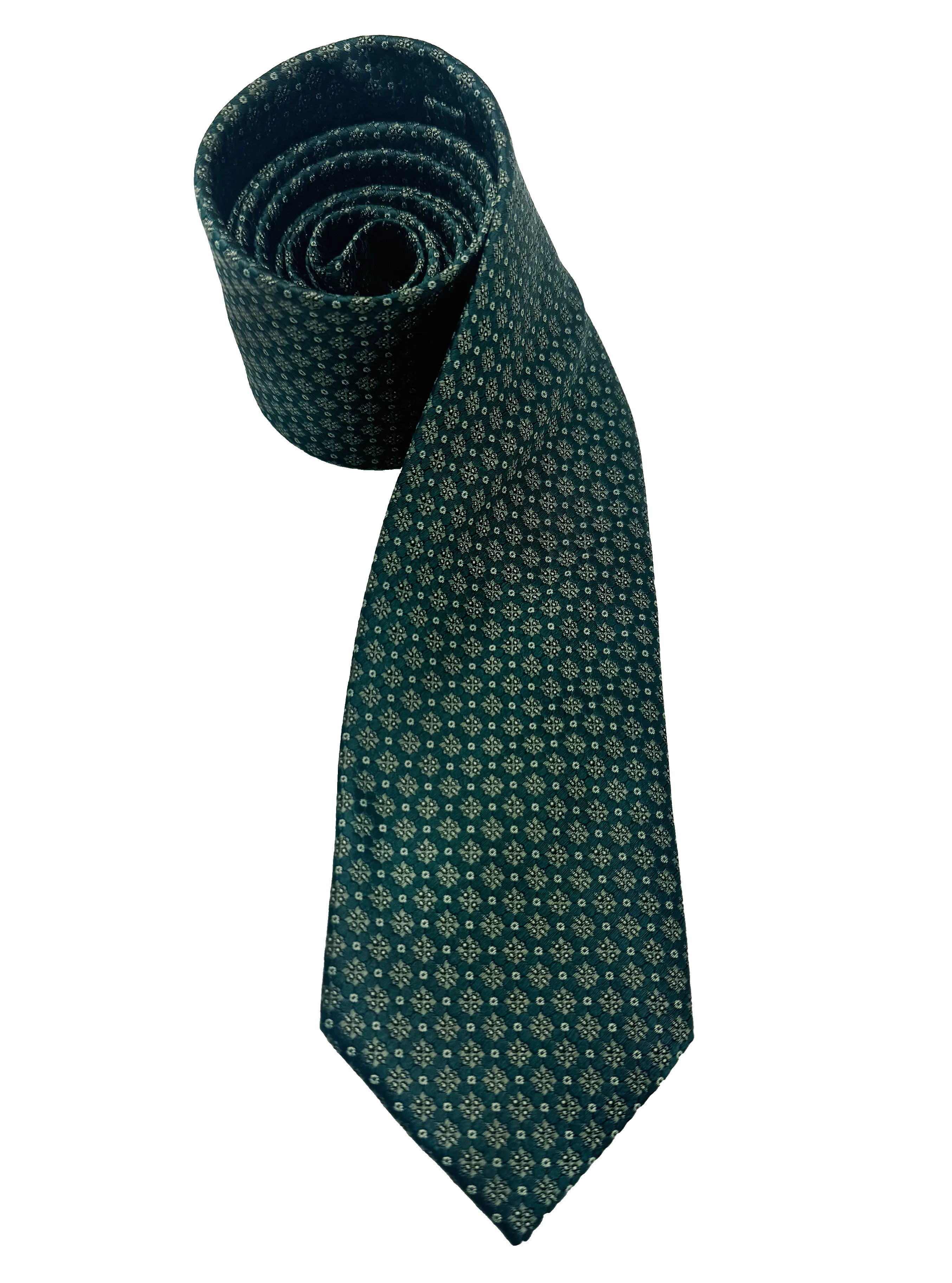 Green Octagram Print Silk Tie