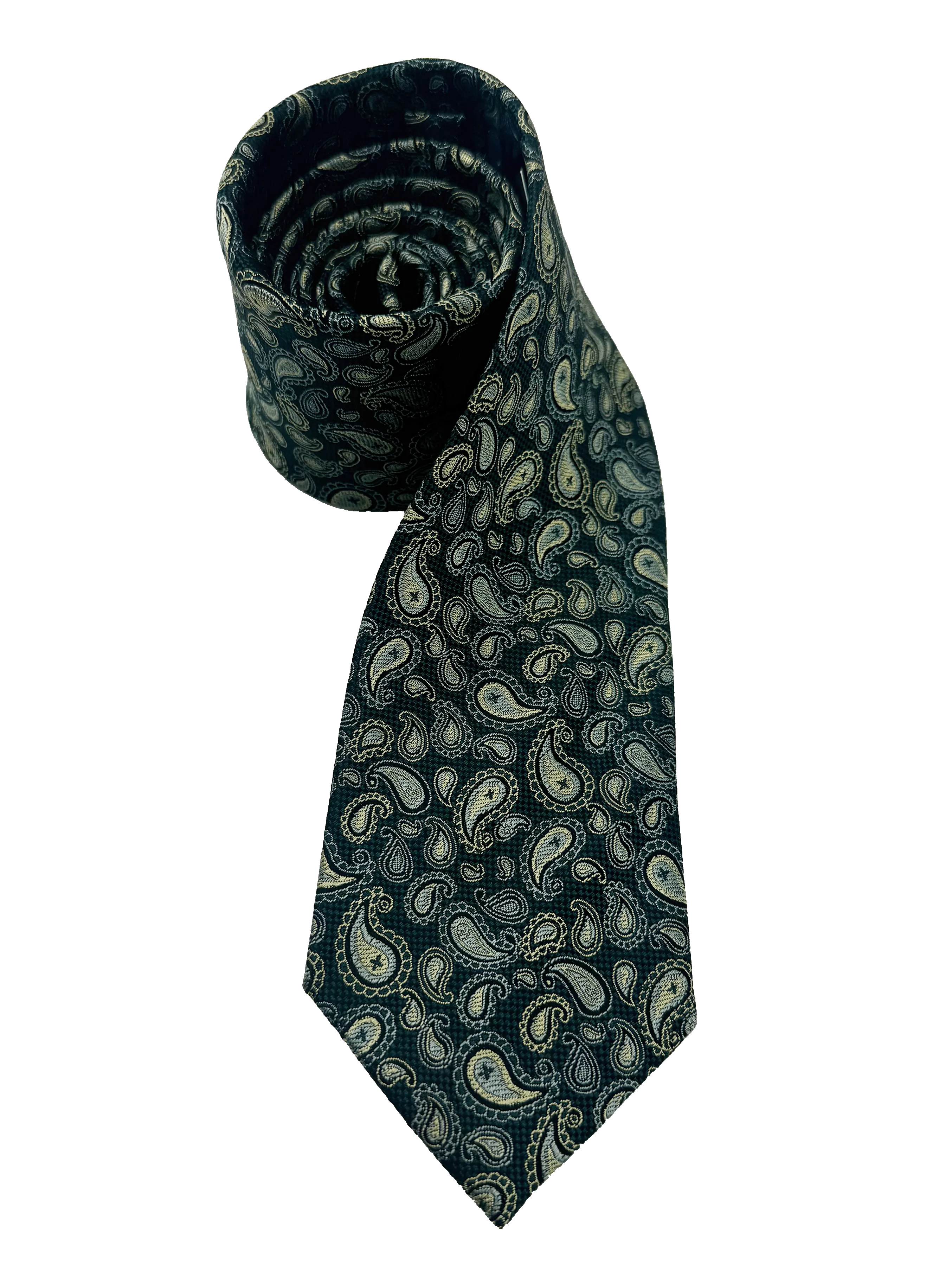 Green Paisley Print Silk Tie