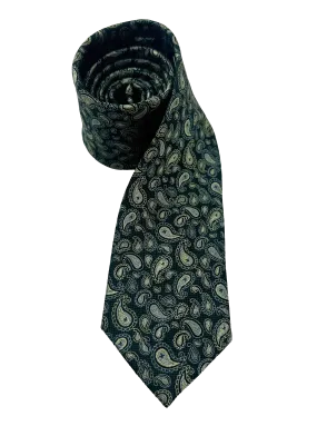 Green Paisley Print Silk Tie