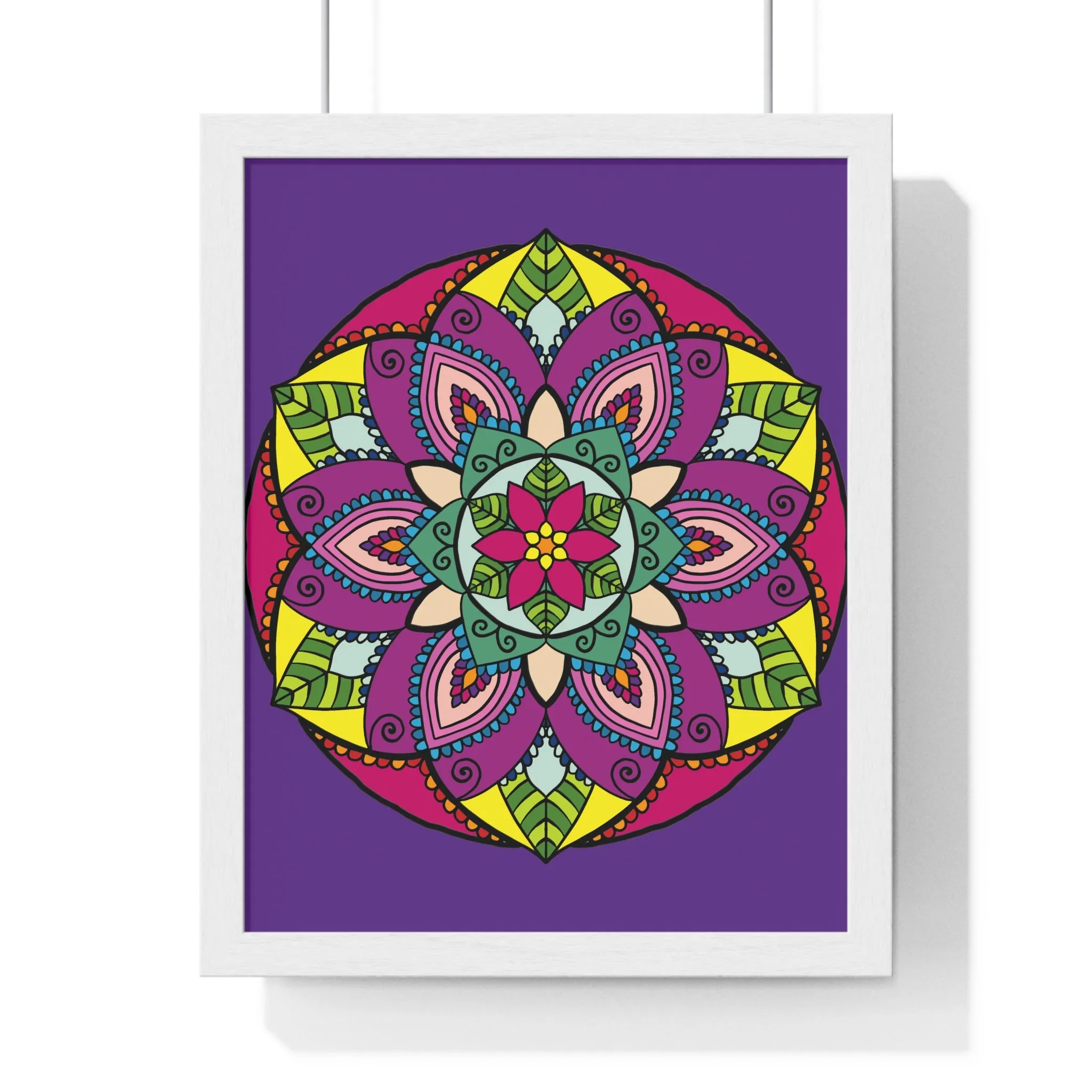 Handmade Mandala Art Poster, Mindfulness Yoga Design, Purple Mandal