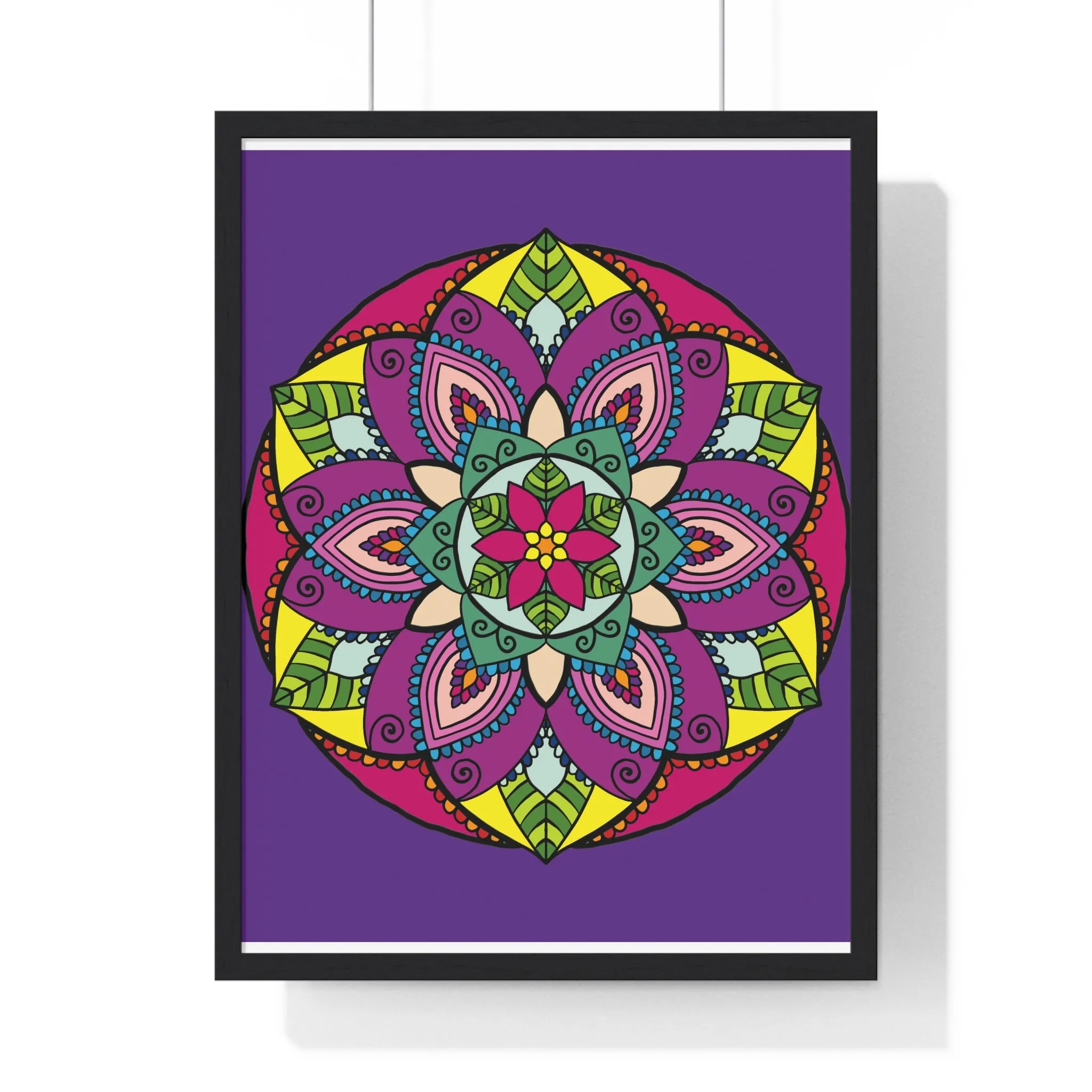 Handmade Mandala Art Poster, Mindfulness Yoga Design, Purple Mandal