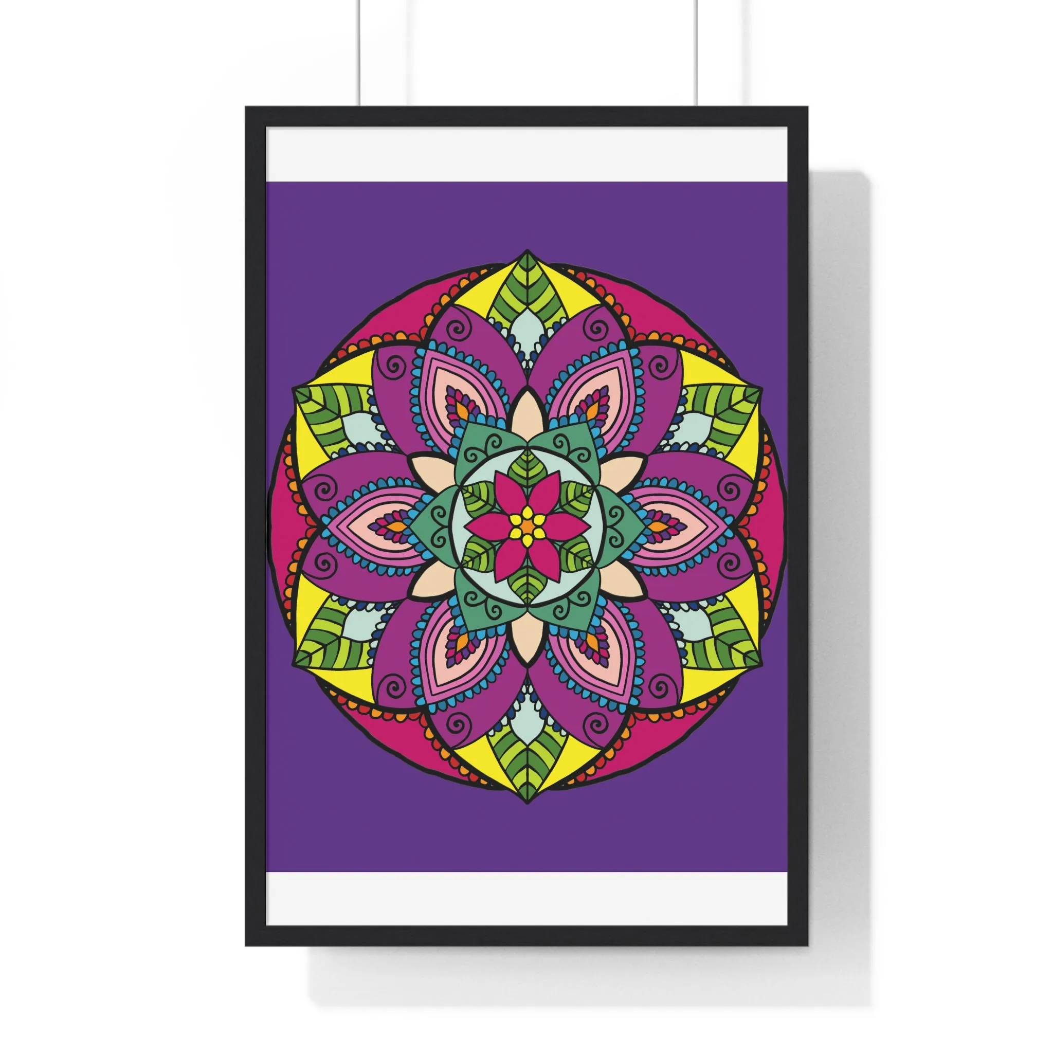 Handmade Mandala Art Poster, Mindfulness Yoga Design, Purple Mandal