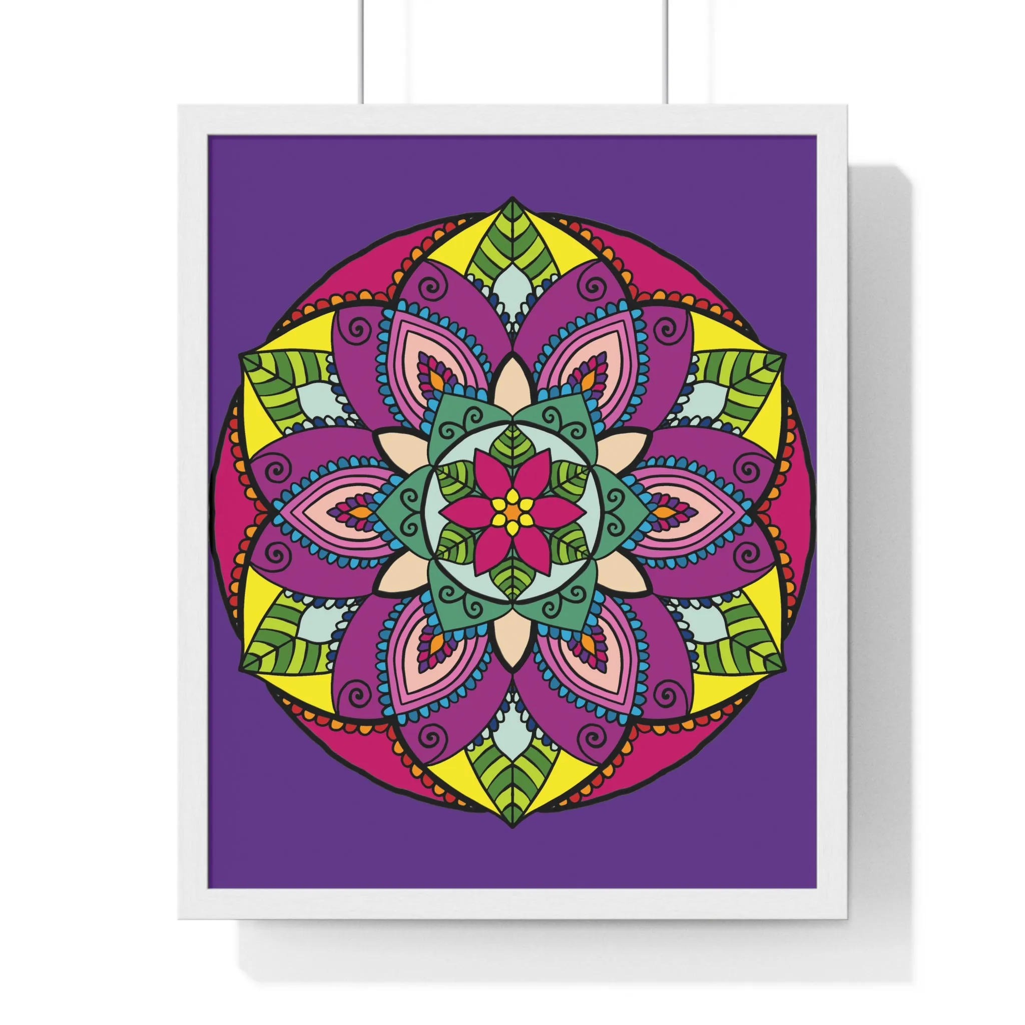 Handmade Mandala Art Poster, Mindfulness Yoga Design, Purple Mandal