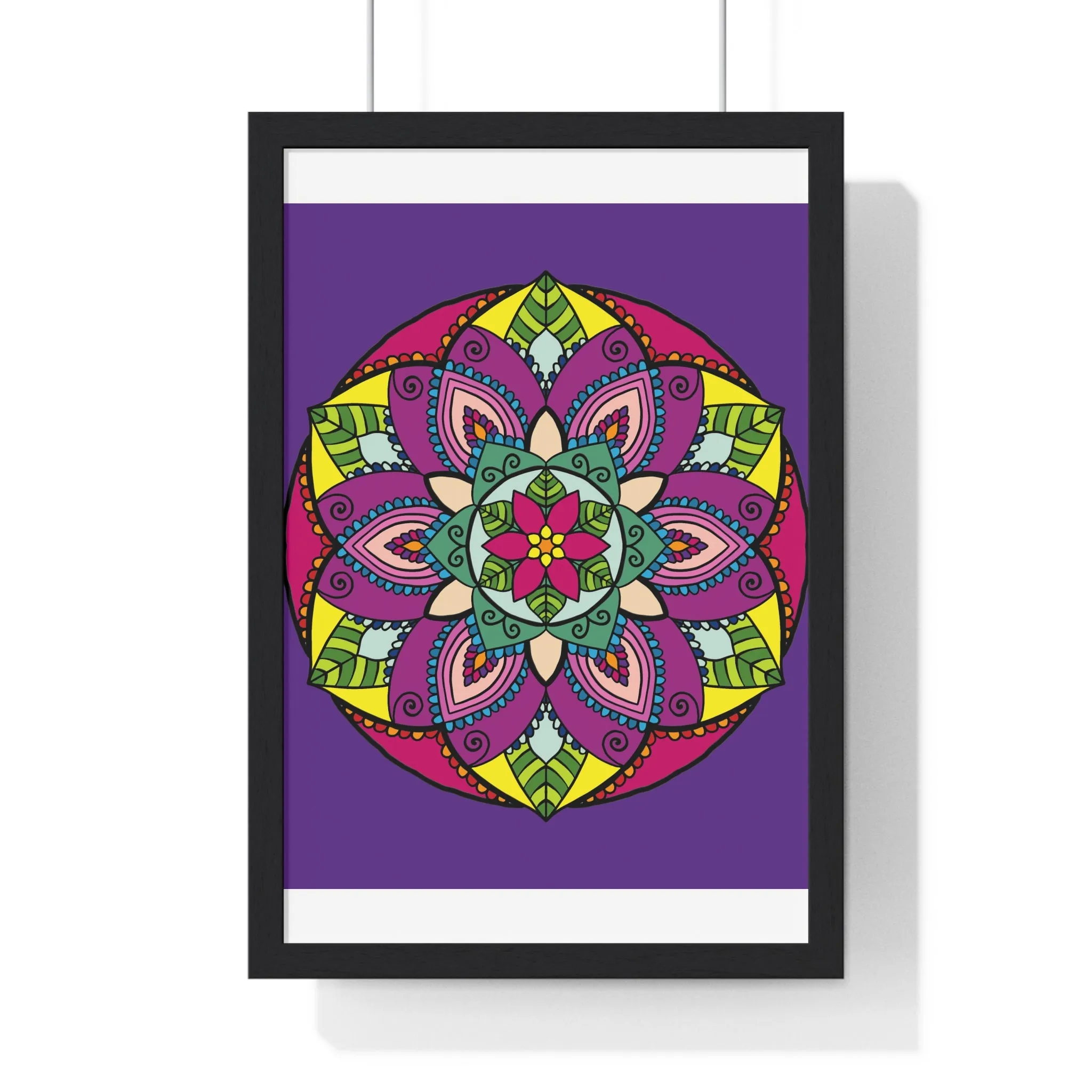 Handmade Mandala Art Poster, Mindfulness Yoga Design, Purple Mandal