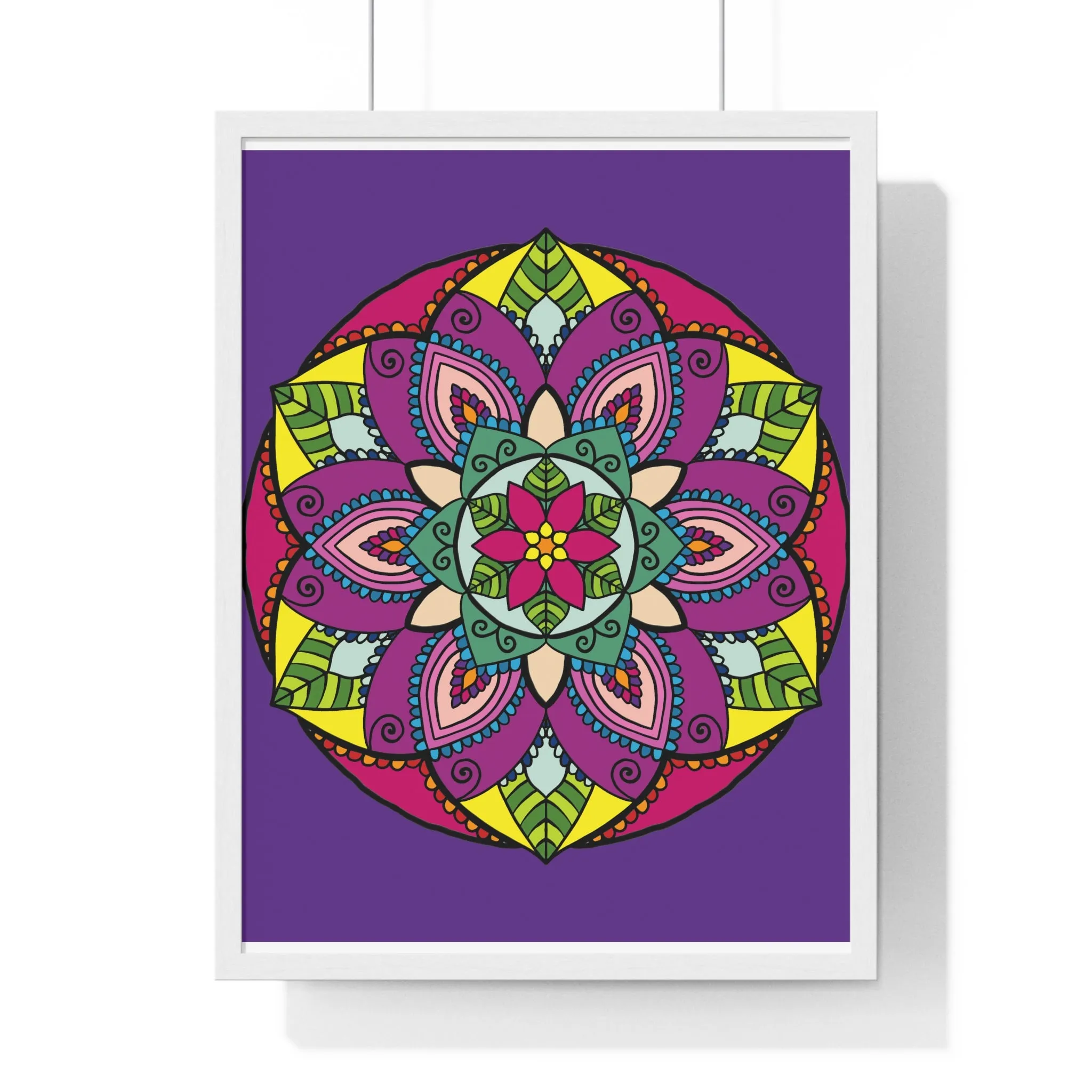 Handmade Mandala Art Poster, Mindfulness Yoga Design, Purple Mandal